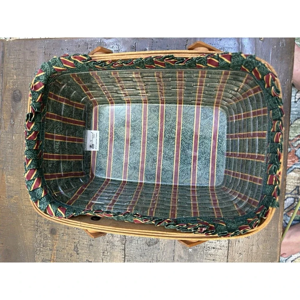 1996 Longaberger Christmas Collection Holiday Cheer Basket Set Imperial Stripe